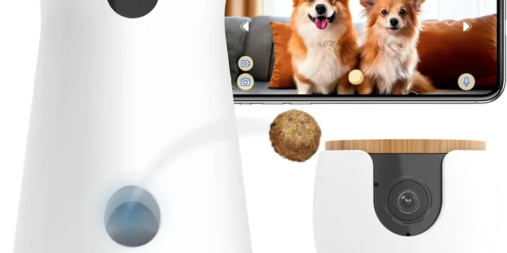 Furbo 360 dog camera and Furbo Mini on an official Amazon product render, the subscription trap poster child with a 2.6/5 Trustpilot score in petiqlab August 2026 testing
