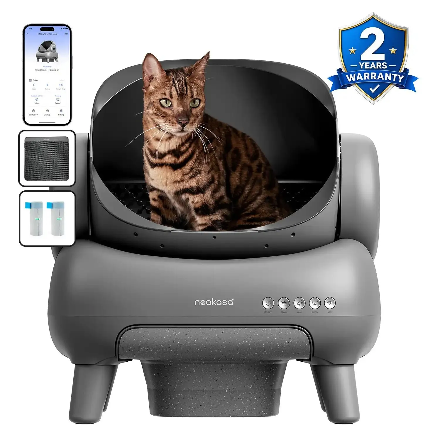 Neakasa M1 open-top self-cleaning cat litter box, the model behind documented safety incidents and 12-month warranty complaints