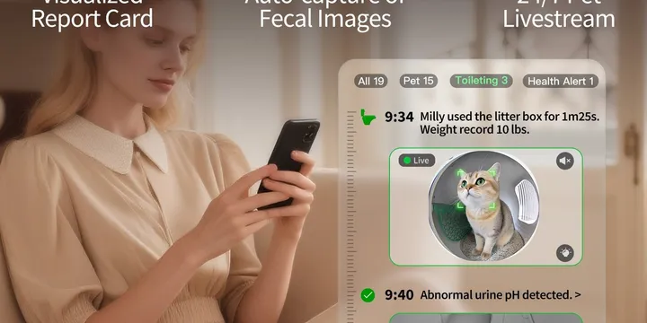 PETKIT Purobot Max Pro 2 official product render showing AI usage tracking data, the smart litter box health monitoring features petiqlab audited in September 2026