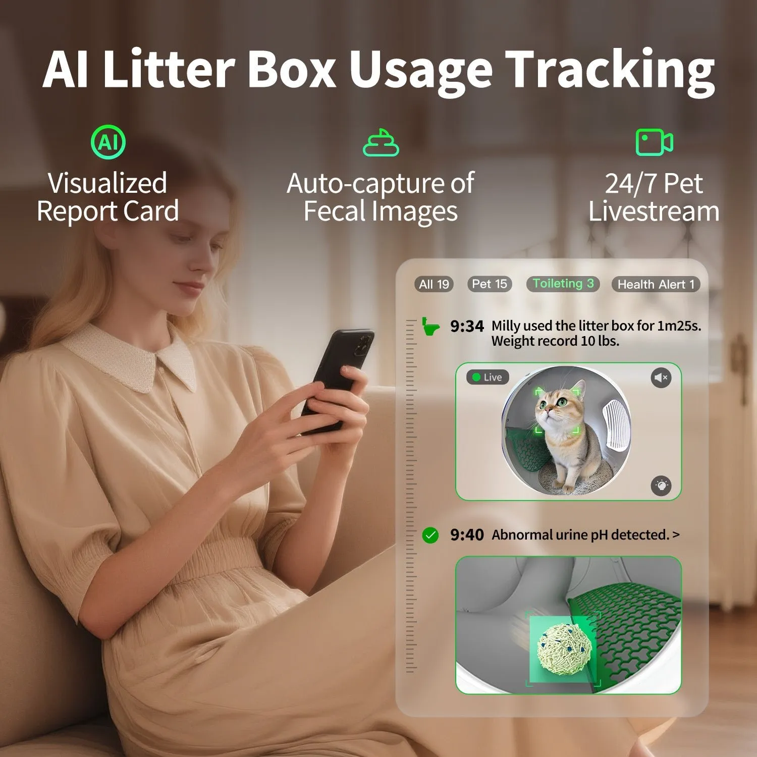 PETKIT Purobot Max Pro 2 official product render showing AI usage tracking data, the smart litter box health monitoring features petiqlab audited in September 2026