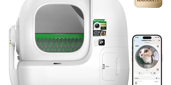 PETKIT Purobot Max Pro 2 automatic self-cleaning cat litter box with 43% larger entry and AI camera, the recommended no-subscription pick
