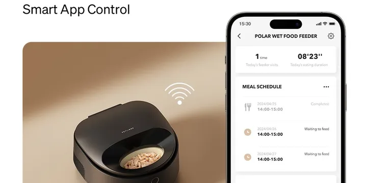 The PETLIBRO Polar refrigerated wet food feeder (model PLAF109), a three-meal unit with a stainless steel bowl, photographed for the official product page on petlibro.com that lists it at $169.99