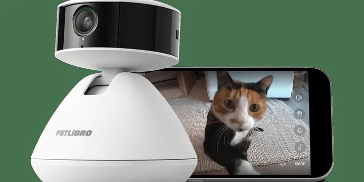 Petlibro Scout smart camera on a white background, the camera whose pet recognition and notifications stopped for three owners after a September 2026 firmware update