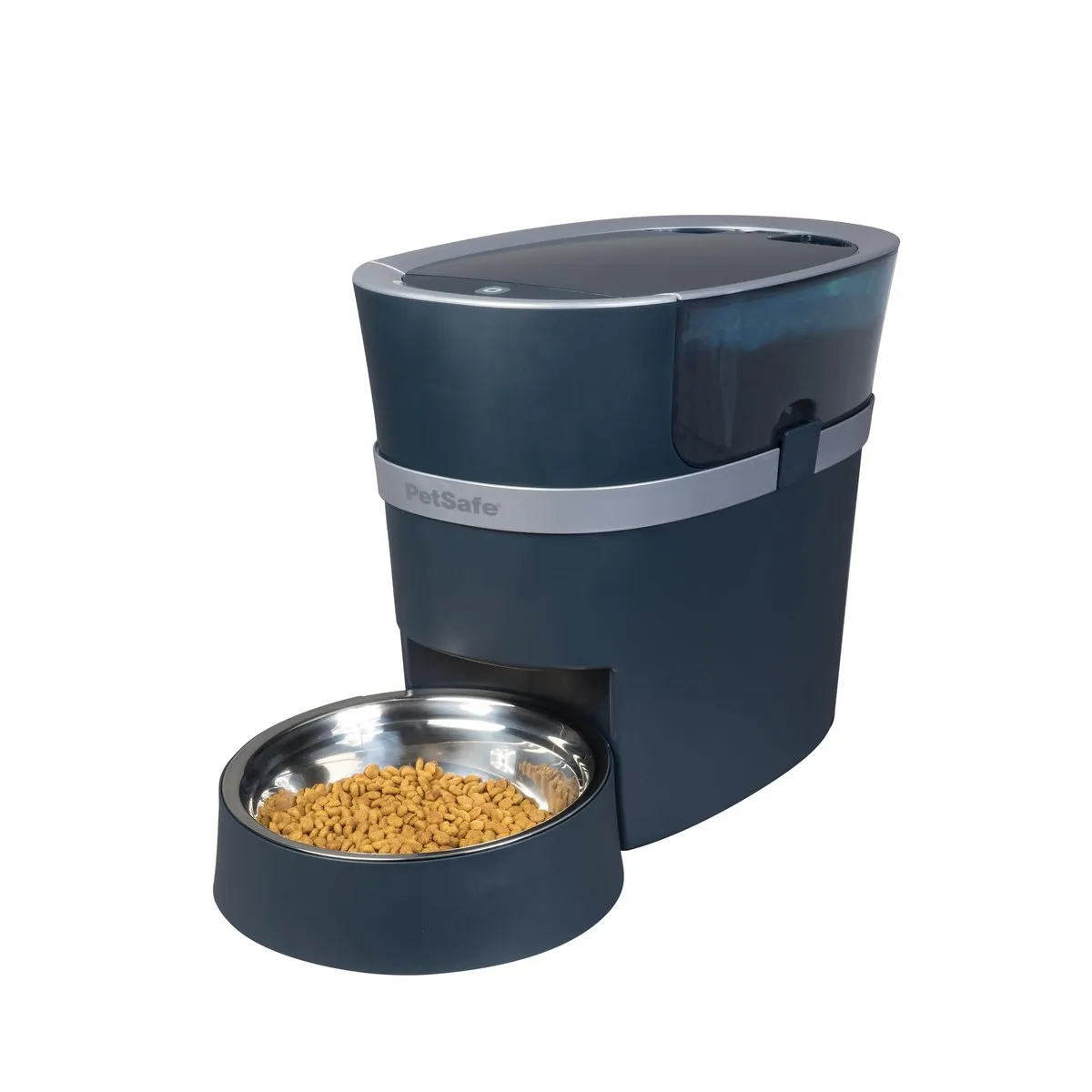 PetSafe Smart Feed automatic pet feeder in white with a 6L hopper and stainless bowl, the flagship offline-first pick with a device-stored schedule and backup batteries, official product photo from Amazon