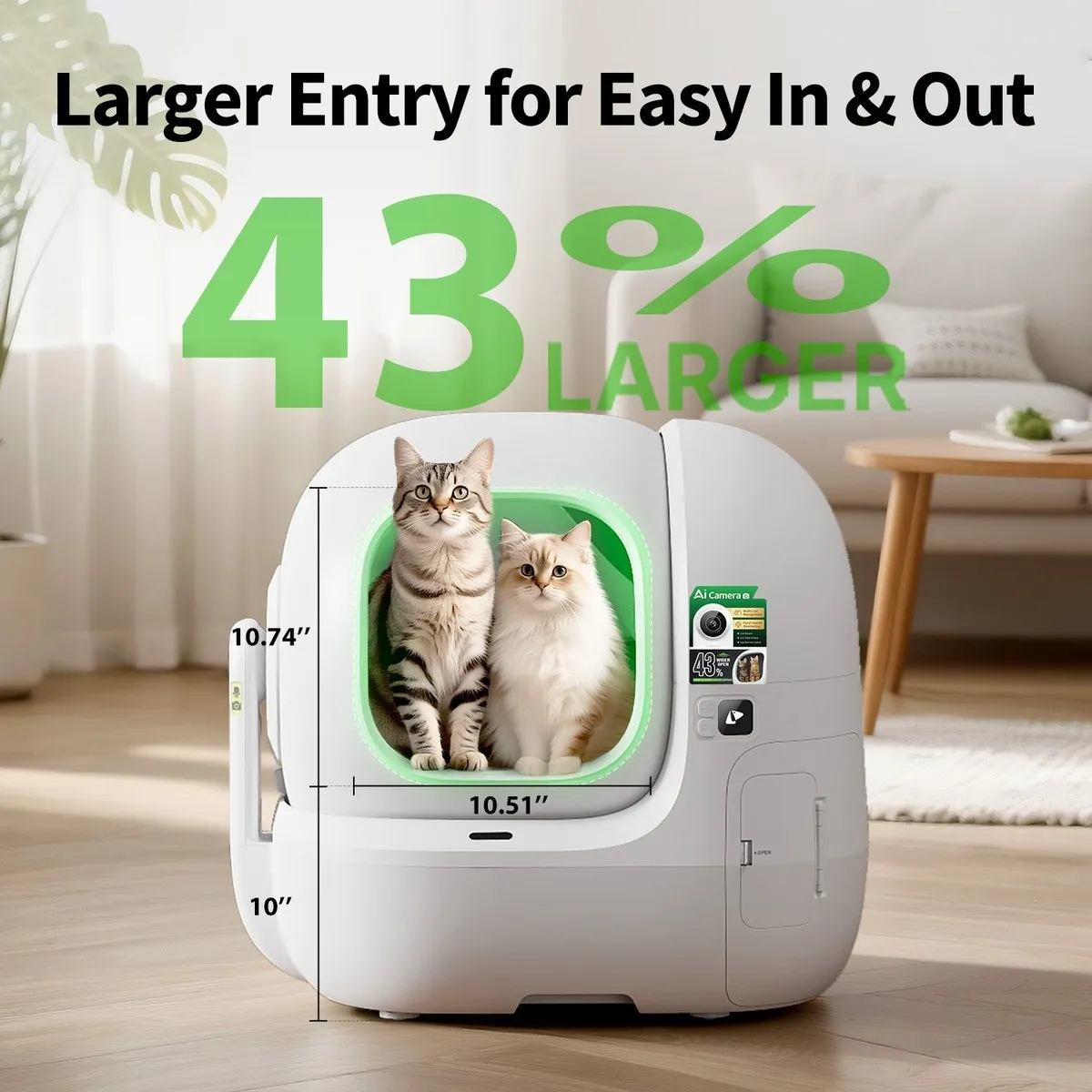 Official PETKIT product photograph of the Purobot Max Pro 2 automatic litter box showing the widened entry opening, the part of the machine that decides whether a large cat can walk in and turn around