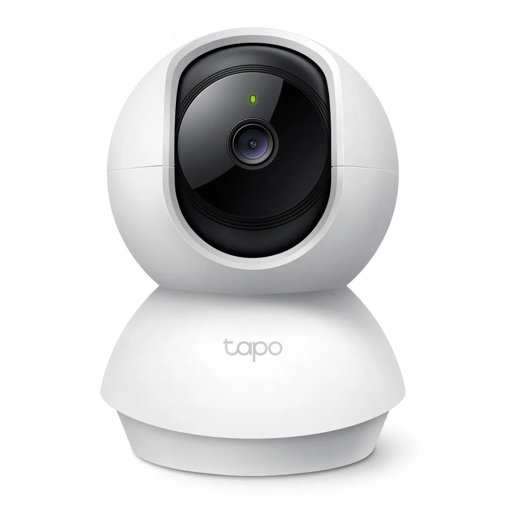 TP-Link Tapo C210 pan and tilt home security Wi-Fi camera on an official TP-Link product render, the best-supported pet camera in petiqlab testing with documented two-week replacement cases